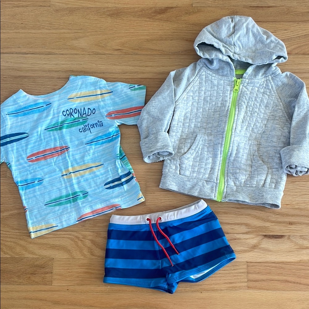 3 pc Mini Boden Resort Summer Surf & Swim Resort bundle, size: 18 mo